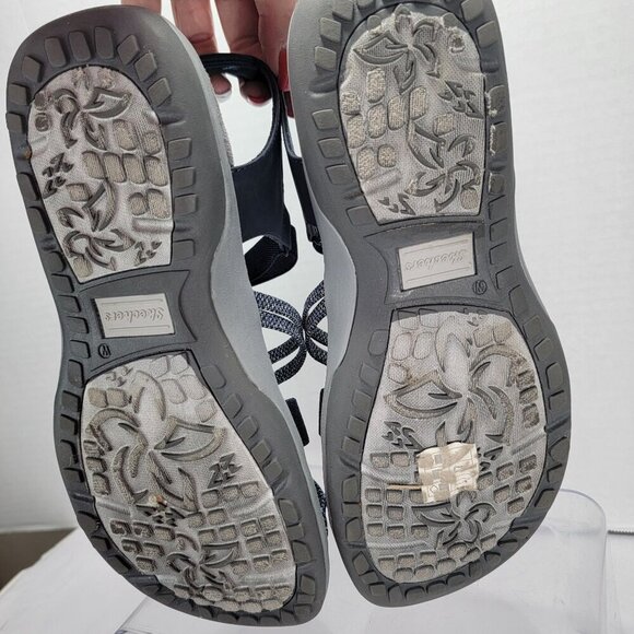 Skechers Womens 9 Navy Strappy Sandals Open Toe Comfortable Casual Summer - Picture 5 of 10